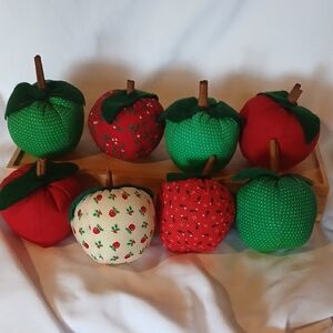 8 Handmade Fabric Apple Decor Set